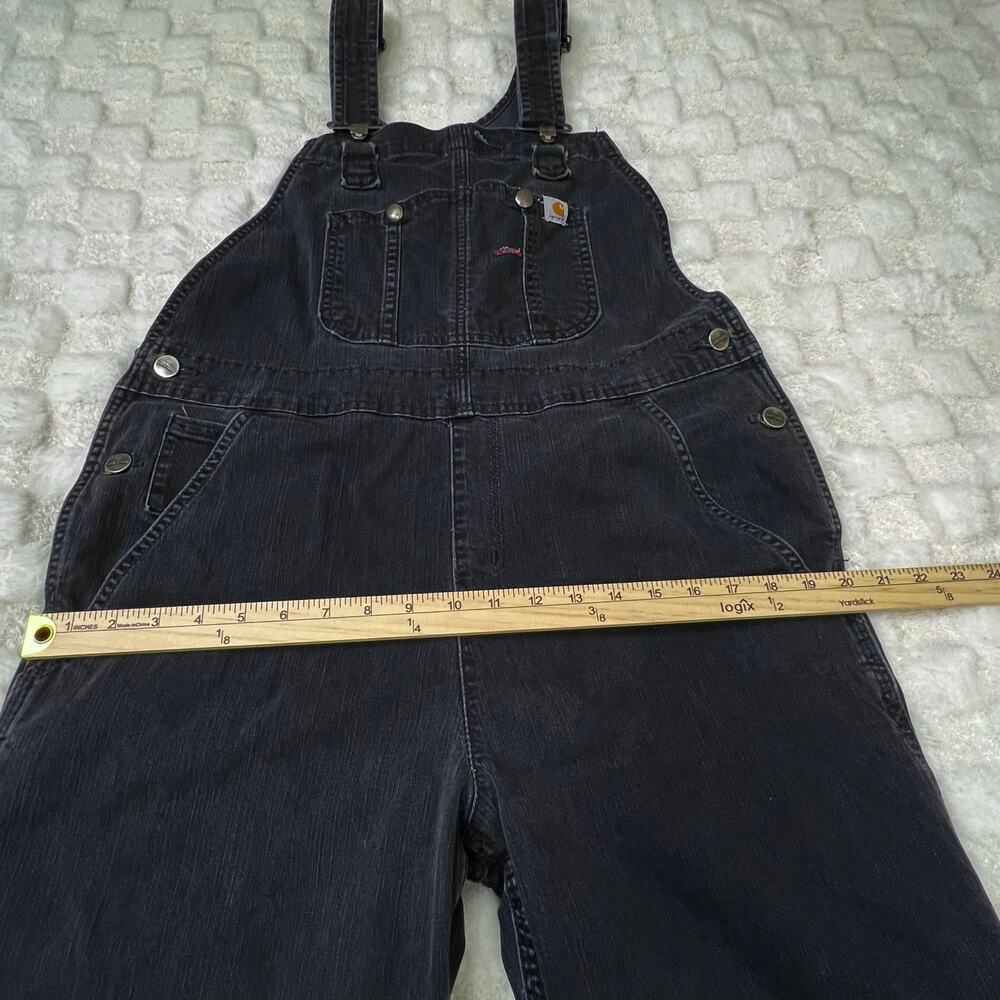 Carhartt Overalls Womens Large 12 14 Short Black Bib Denim Workwear - Picture 7 of 9